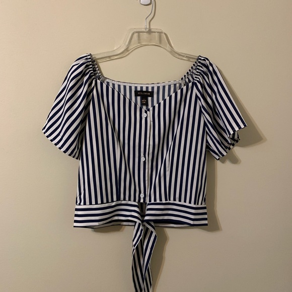 QED LONDON Stripped Tie Up Front Top size Large - Picture 5 of 14